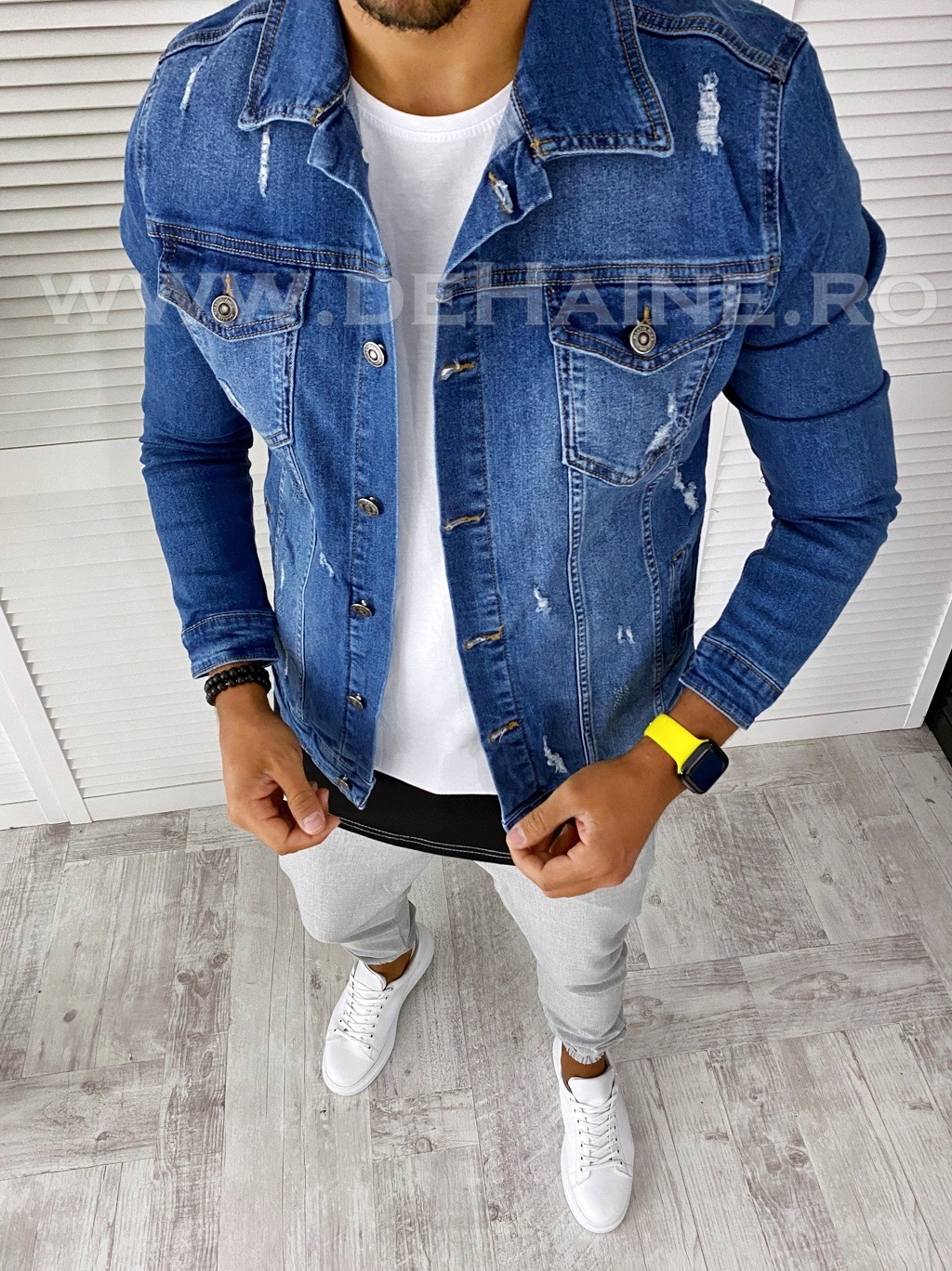 Geaca barbati de blugi bleumarin b2550 o2-5